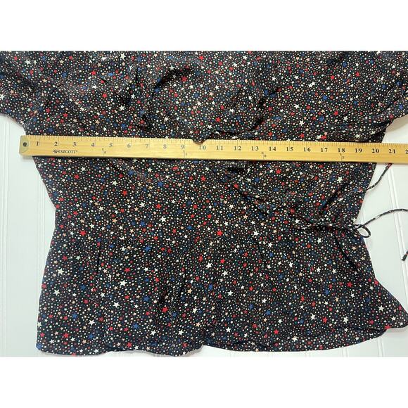 Madewell Silk Ruffle-Hem Wrap Top in Starry Night - Size Women's XL - Picture 6 of 8